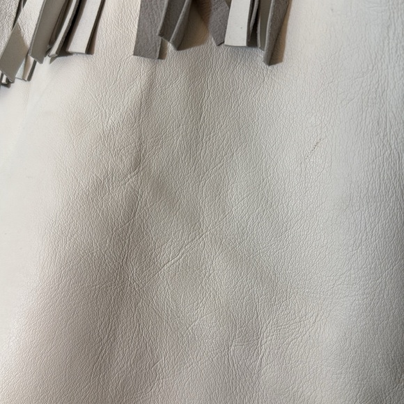 Topshop Roy fringed white leather jacket US size 12 - Picture 14 of 16